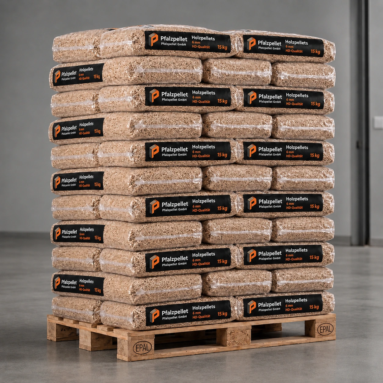 Pfalzpellet Holzpellets 6 mm, Sackware – Palette 975 kg