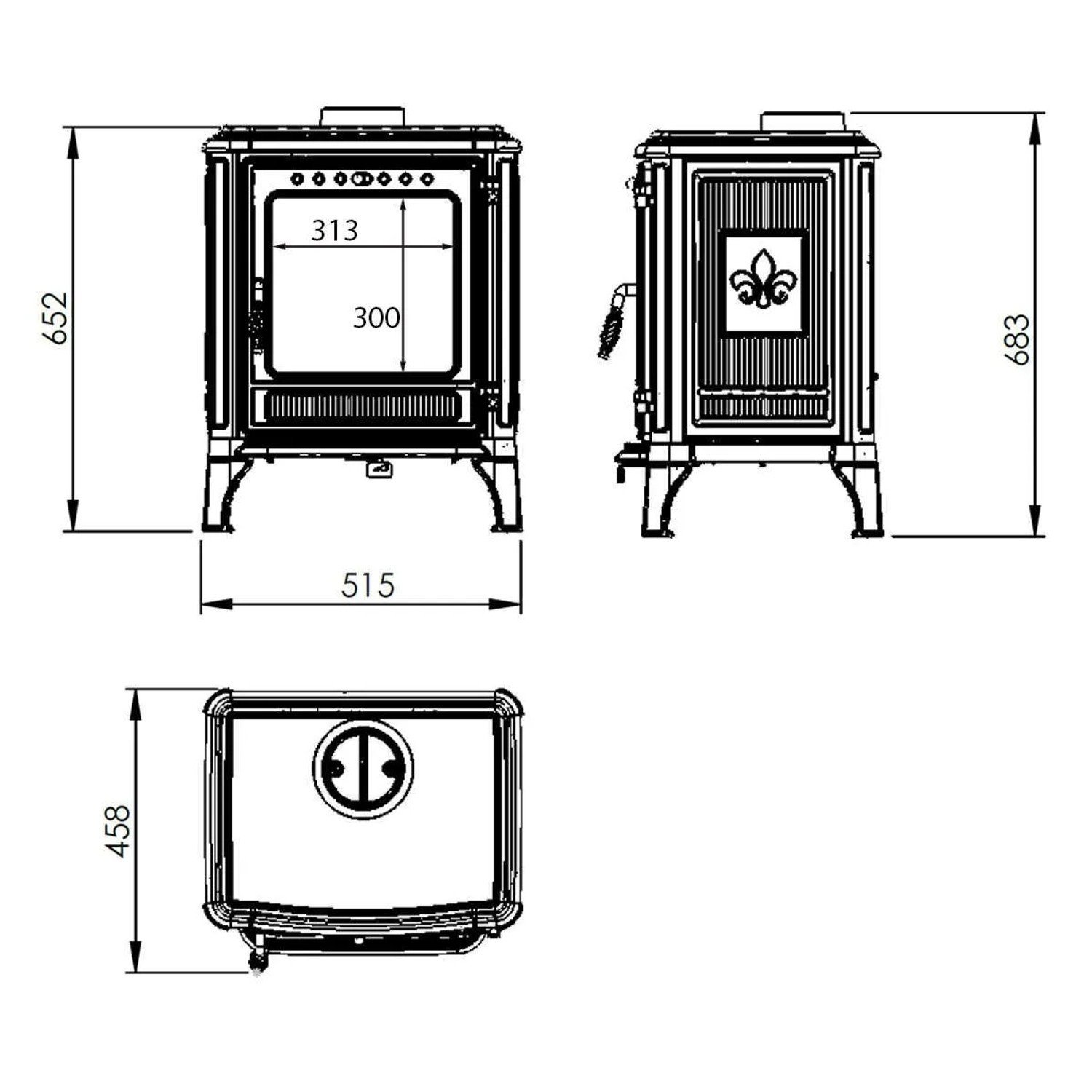365 Ferrox 55 Kaminofen Stahl Türkis 7 kW – Bild 5