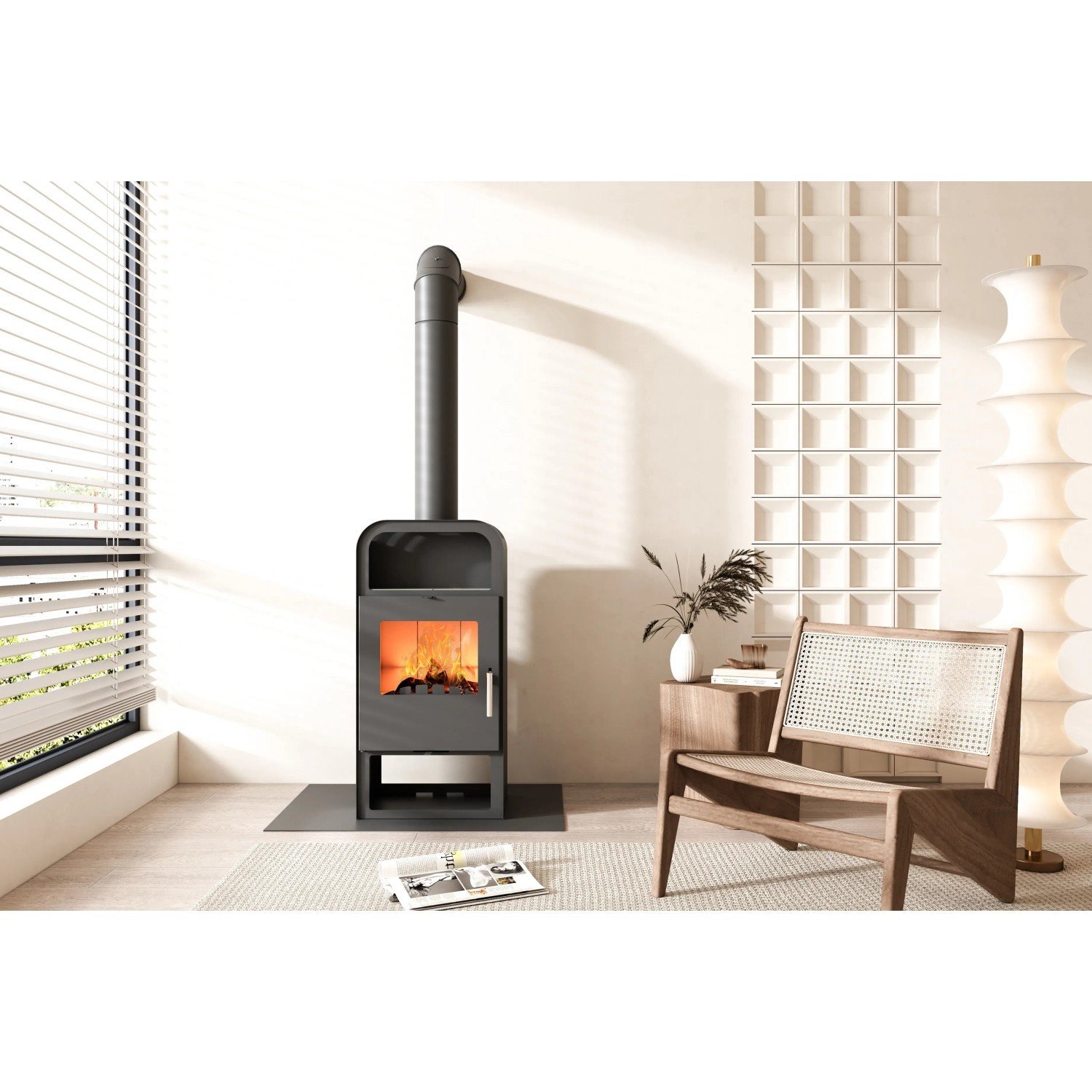 Mahan Kaminofen Schwarz Matt 7 kW – Bild 2