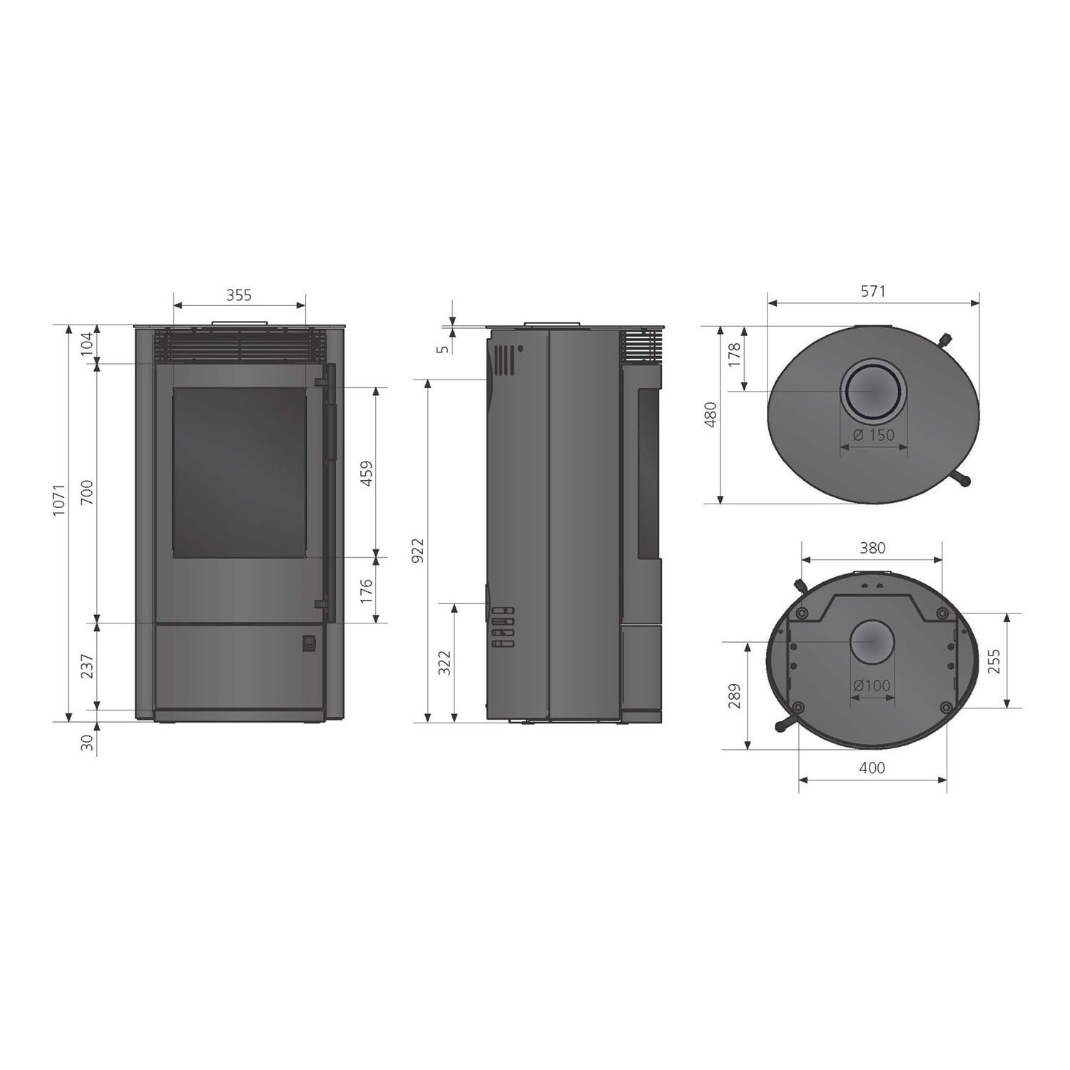 Oranier Arktis 7 2.0 pureBlack Kaminofen 6,5 kW – Bild 7